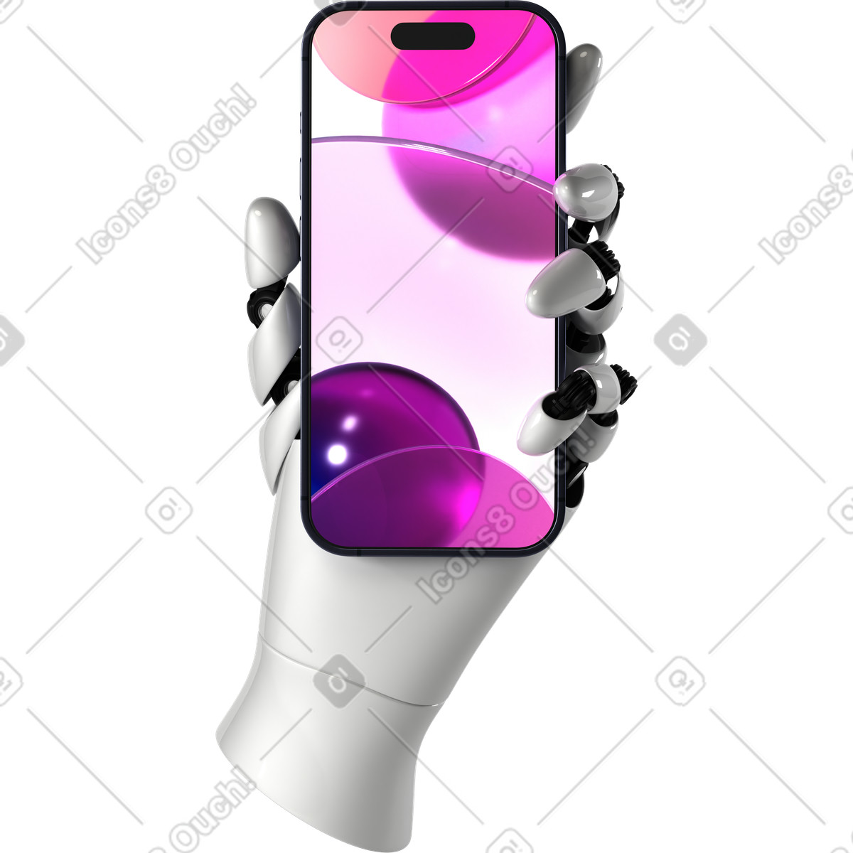 Robot hand with phone illustrazione in stile 3D Business scarica in PNG, SVG