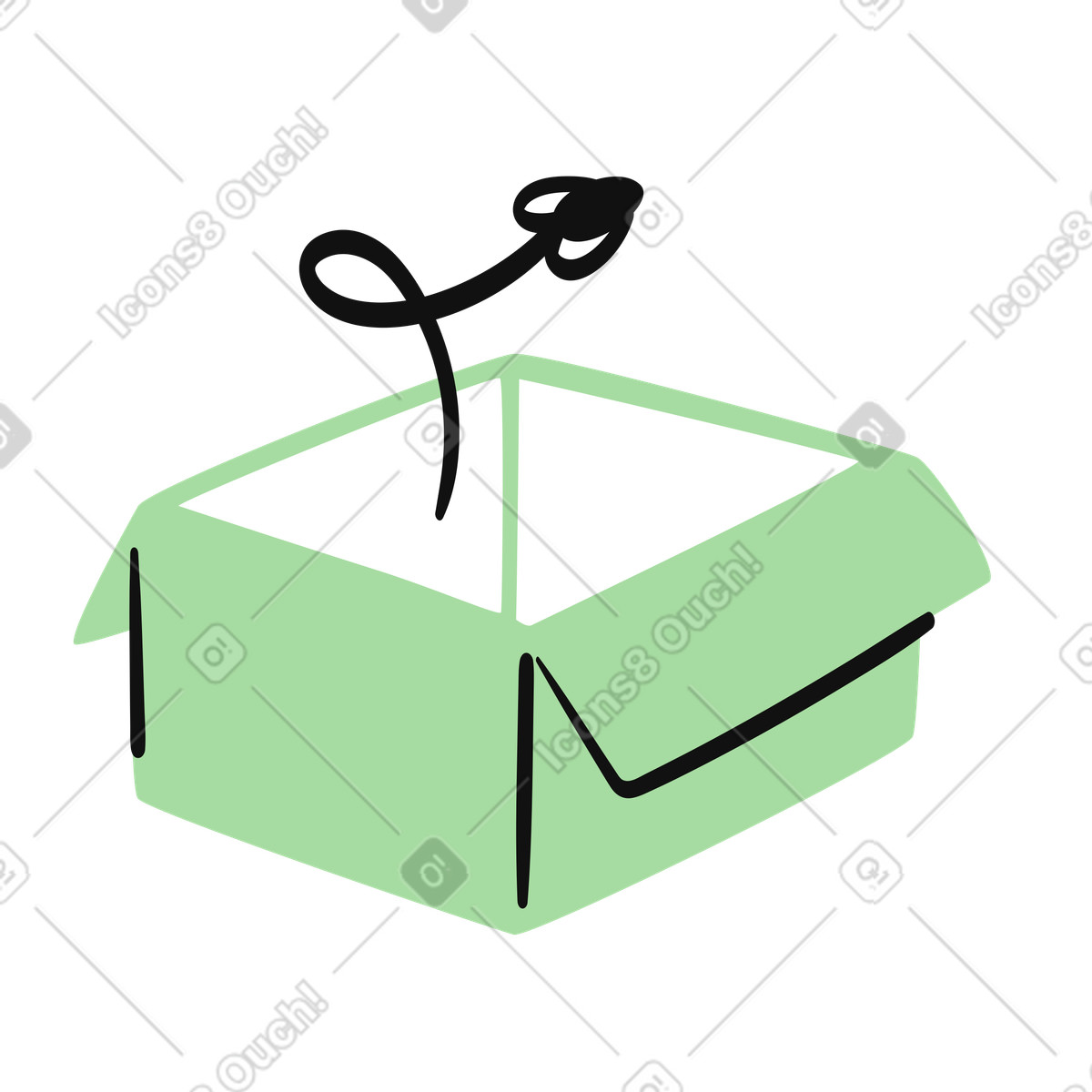 下载 Organic 风格的 Open delivery box with fly buzzing out symbolizing disappointment 插画，支持 PNG、SVG 格式