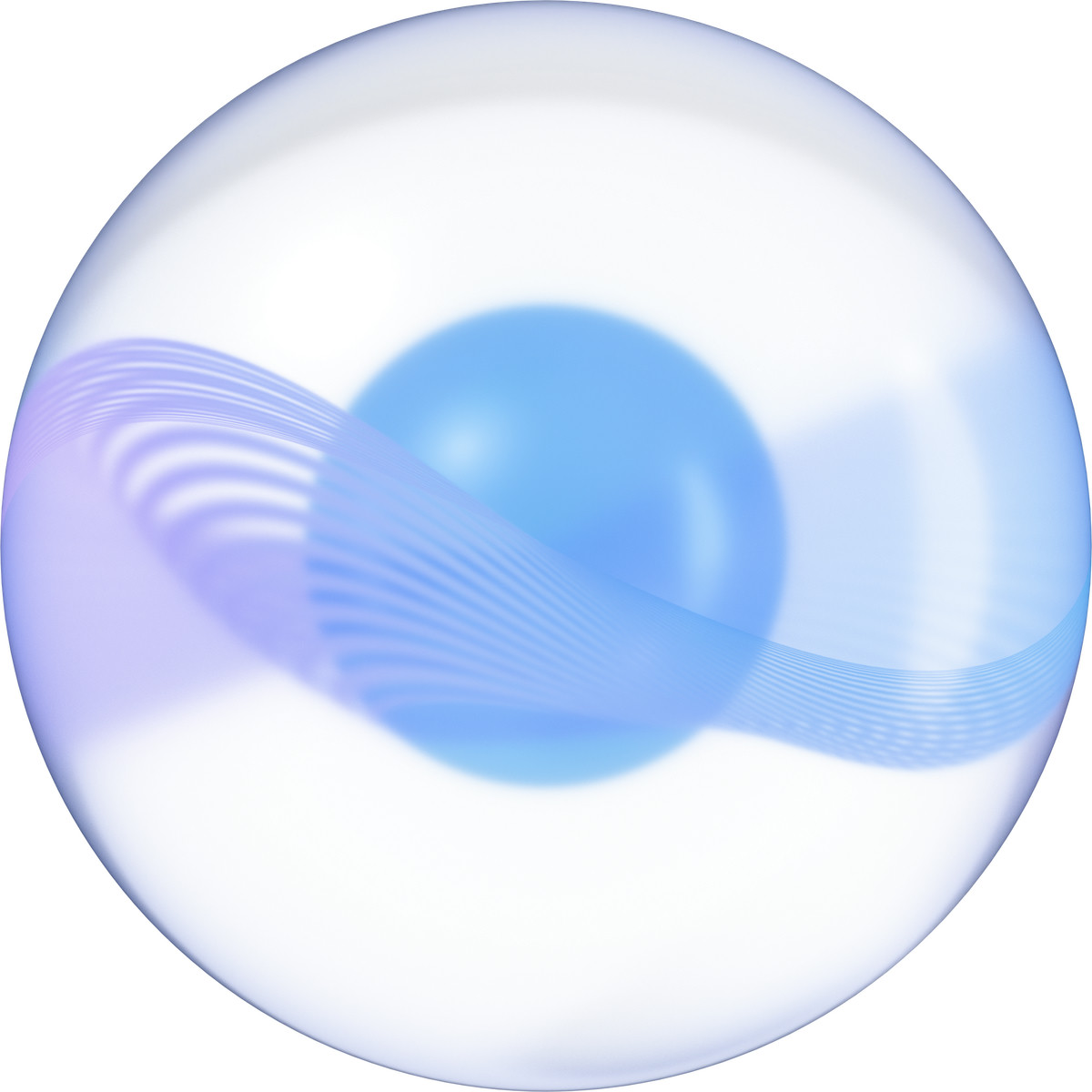 3D Glassy スタイルの Glowing sphere with blue ball and wave inside のイラストをPNG、SVG形式でダウンロード