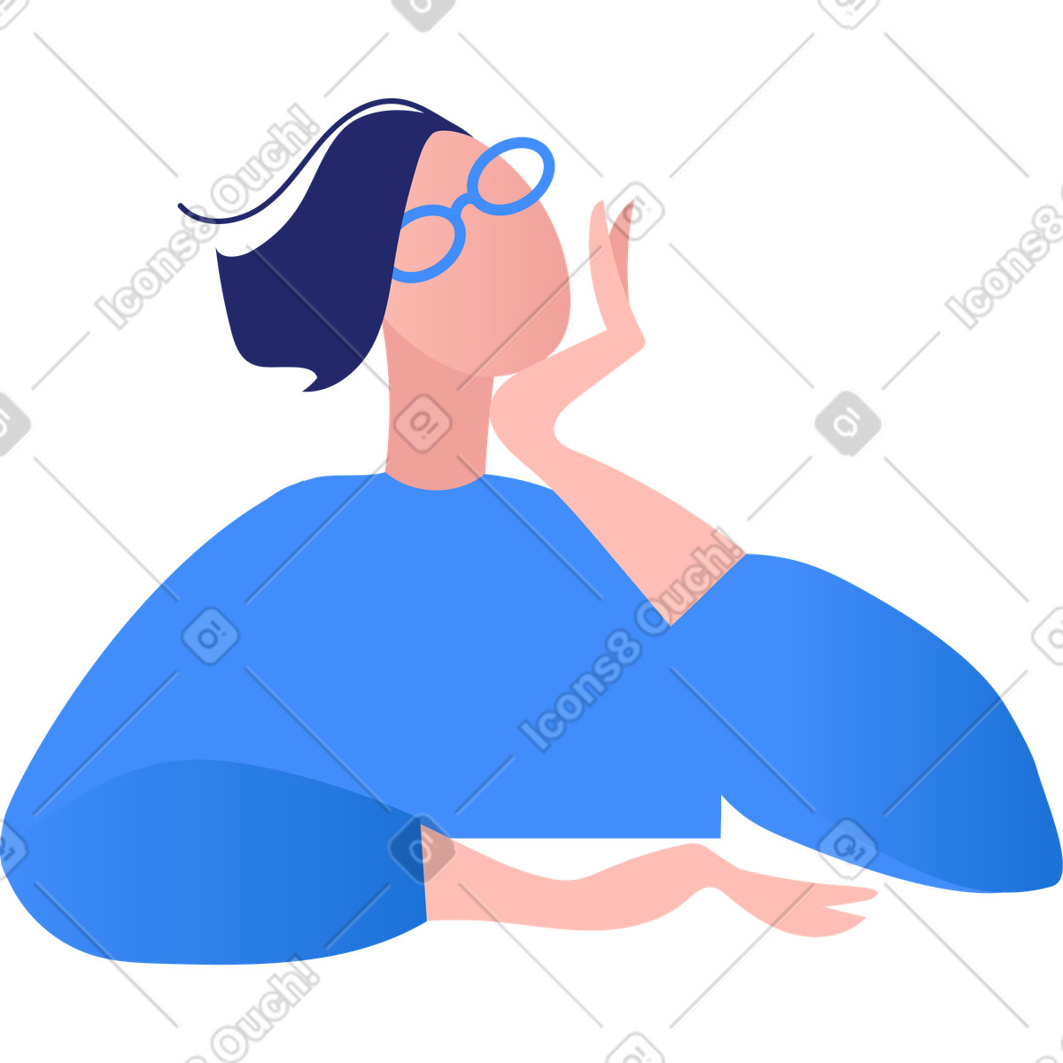 Student illustration clipart showing an engaged learner in a classroom setting, available in PNG and SVG
