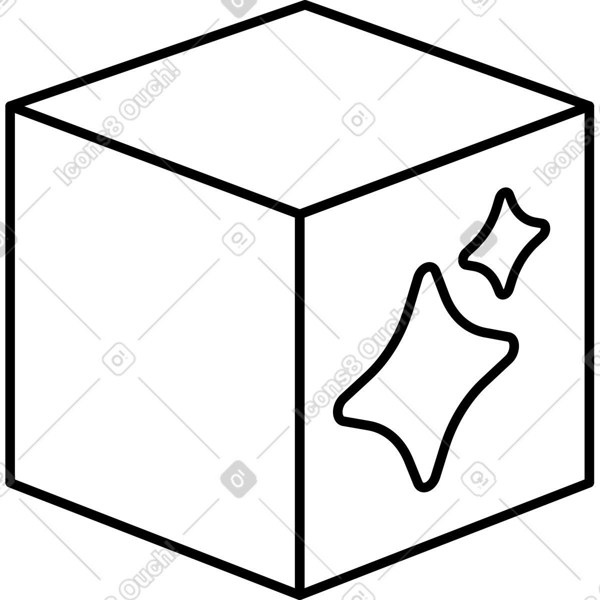Ilustração de Cube package with shining sparkle symbol on front side em no estilo Notion Line Art para baixar em PNG, SVG