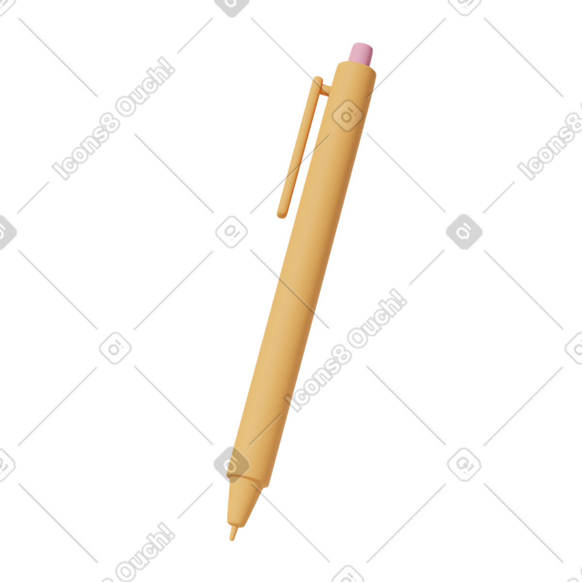 Yellow pen illustration in 3D Casual life style download in PNG, SVG