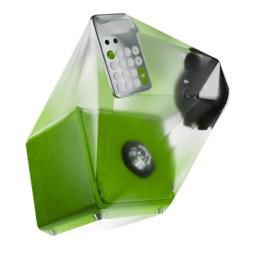 A geometric green object with buttons - Experimental style illustration