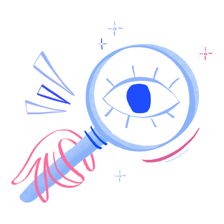 A magnifying glass with colorful accents - Quirky style illustration