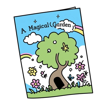 A charming cover for a children's book about a magical garden