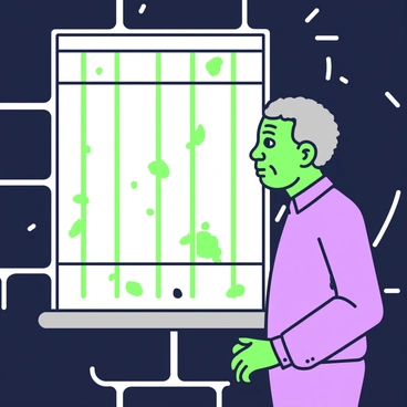 Nelson Mandela is standing by a barred window in a prison cell. He has a serious expression on his face as he gazes outside. His hair is gray and curly. He is wearing a simple shirt and trousers. The window has several vertical bars, creating a pattern of shadows across the stone wall. The light from outside casts a soft glow into the darkened room, illuminating Mandela's thoughtful demeanor. Behind him, the bare walls of the cell are visible, adding to the atmosphere of confinement.