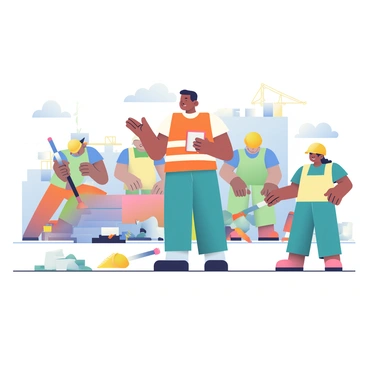 A contractor guiding a team in a thorough clean-up of a finished site