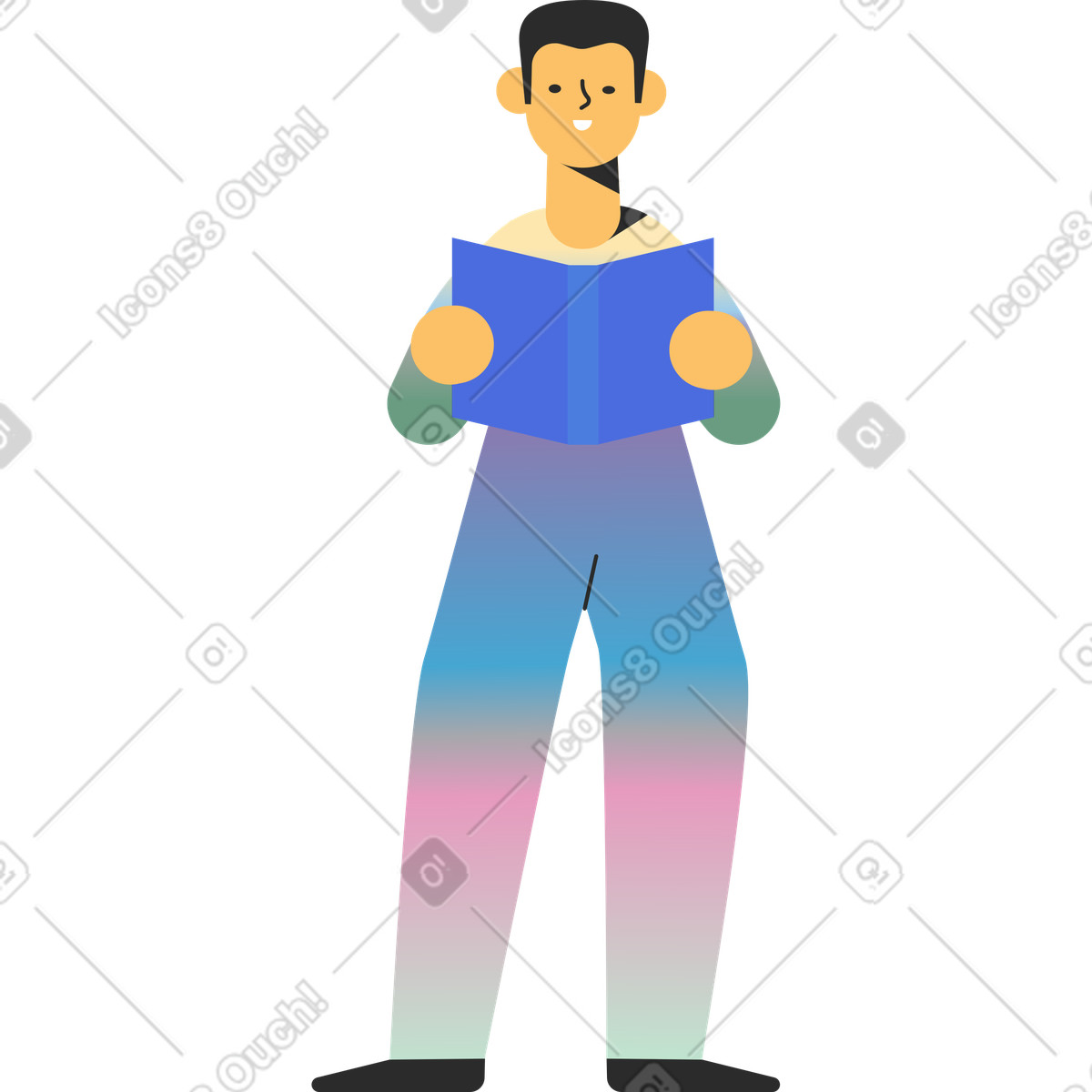 Marginalia スタイルの Man reading のイラストをPNG、SVG形式でダウンロード