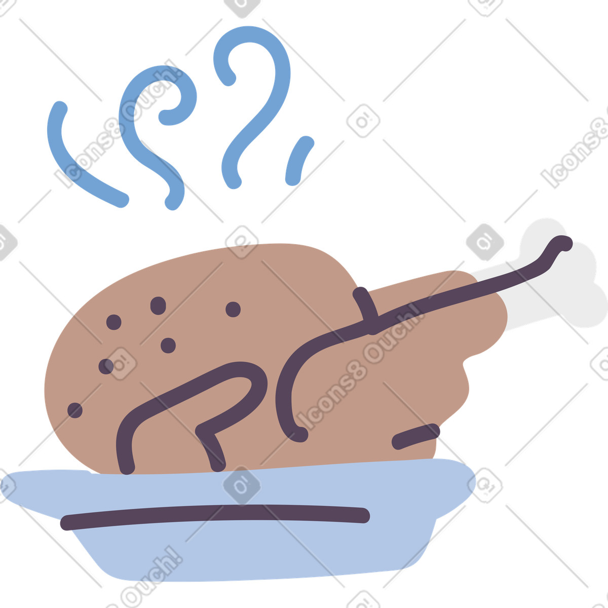 Ilustración Pavo asado en estilo Pluto a descargar en PNG y SVG