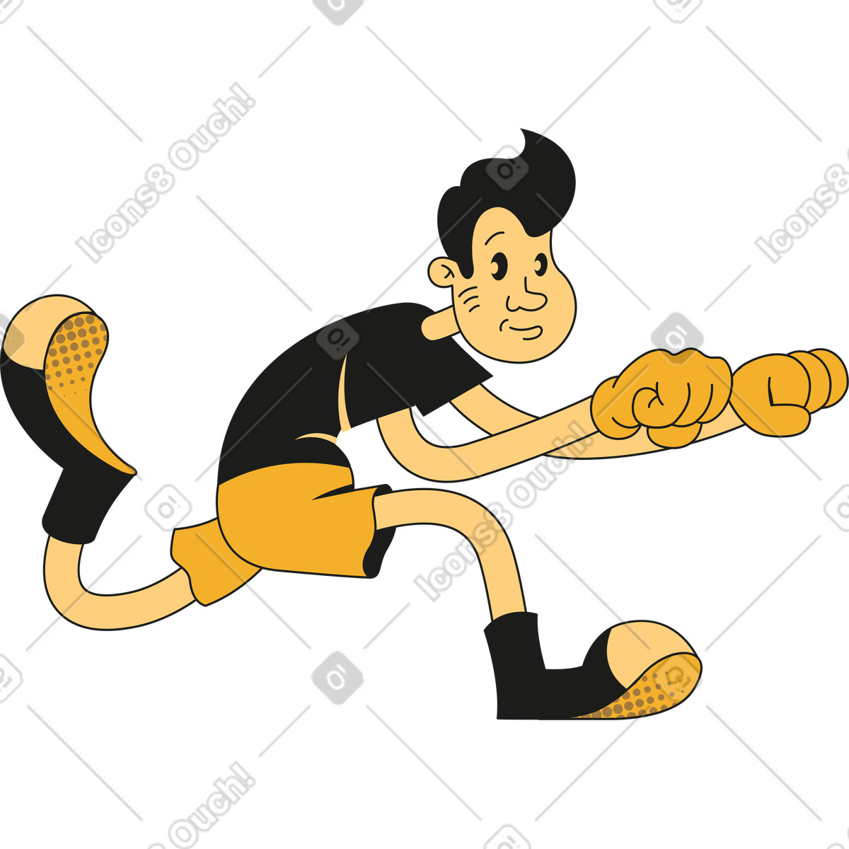 Rubber スタイルの Man with hands in front のイラストをPNG、SVG形式でダウンロード