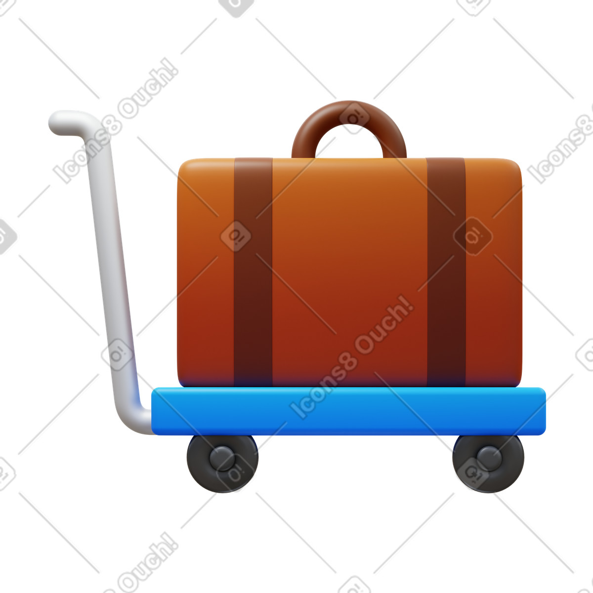 下载 3D Fluency 风格的 Luggage trolley 插画，支持 PNG、SVG 格式