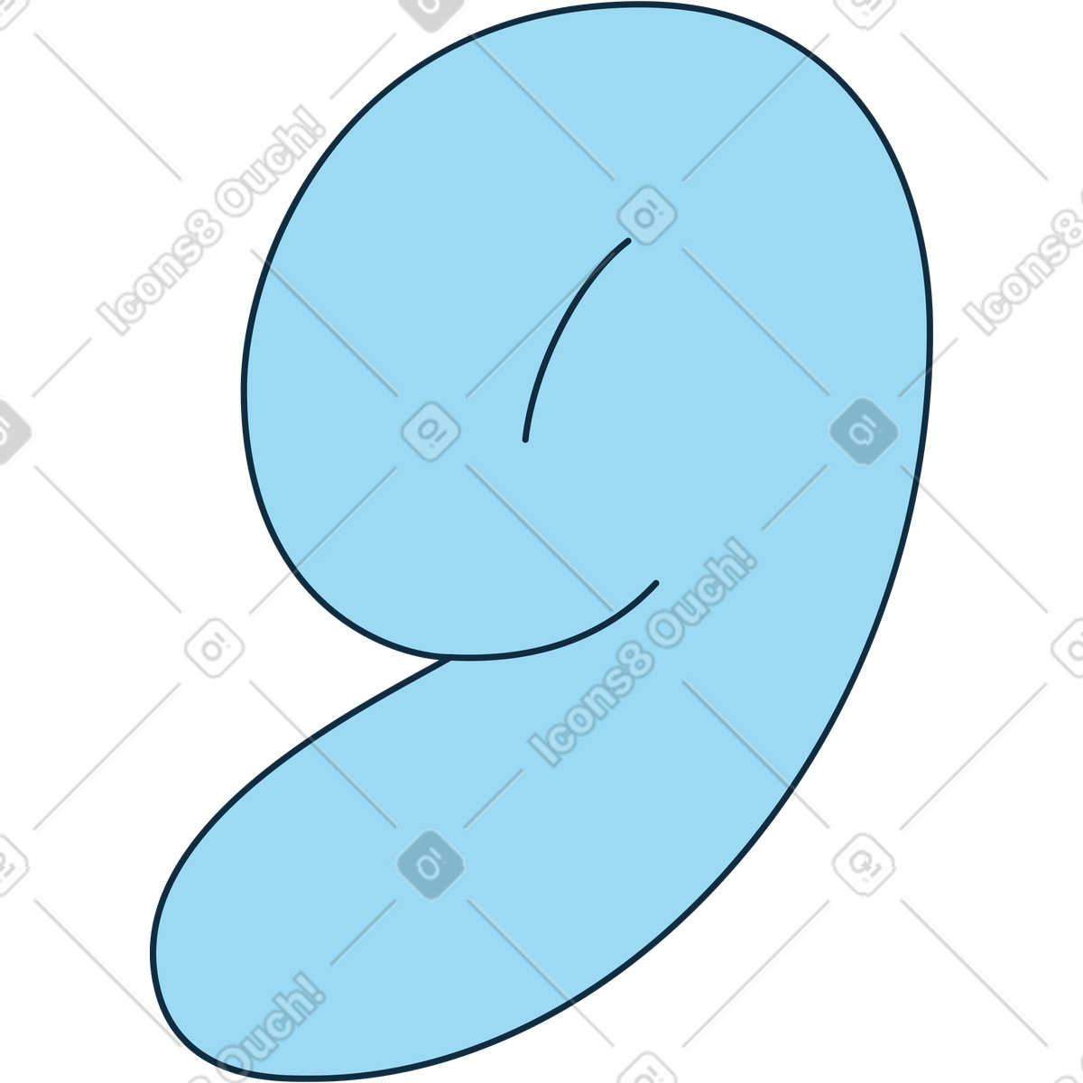 Nummer neun-Illustration im Bubble gum-Stil als Download in PNG, SVG