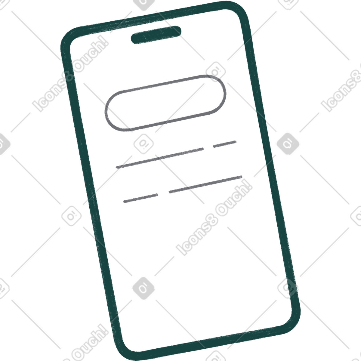 Dark green cell phone illustration in Tutti style download in PNG, SVG