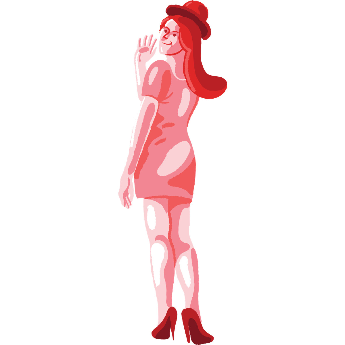 Ilustração de Back view woman in pink outfit and high heels em no estilo Cherry para baixar em PNG, SVG