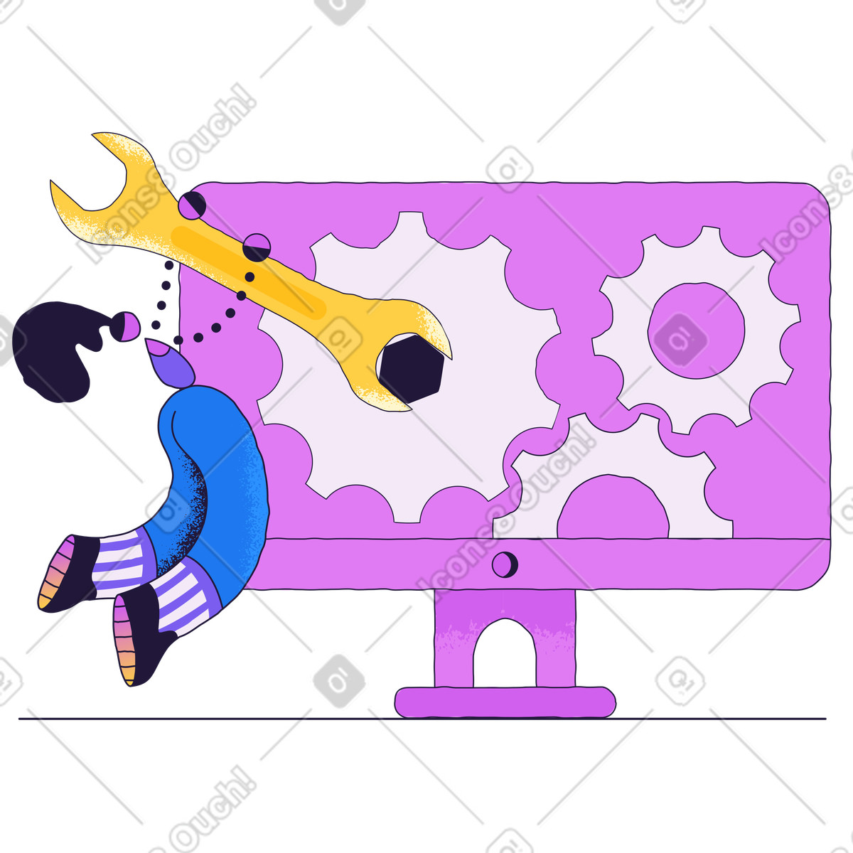 Woman skillfully repairing a computer illustration repair clipart graphics and vectors