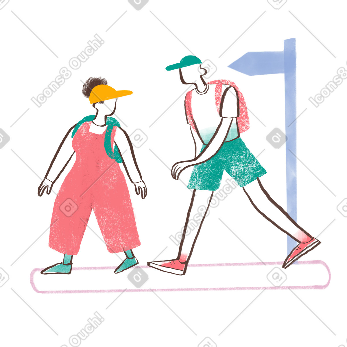 Company スタイルの Man and woman hiking のイラストをPNG、SVG形式でダウンロード