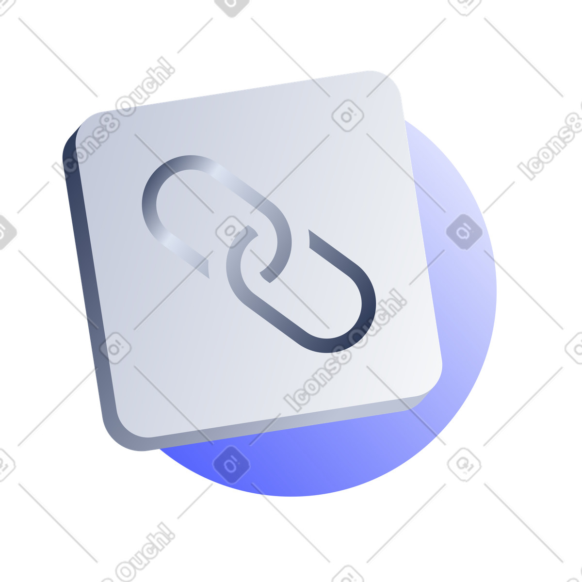 Link icon on square button, external resource linking and URL sharing illustration in Lucent style download in PNG, SVG