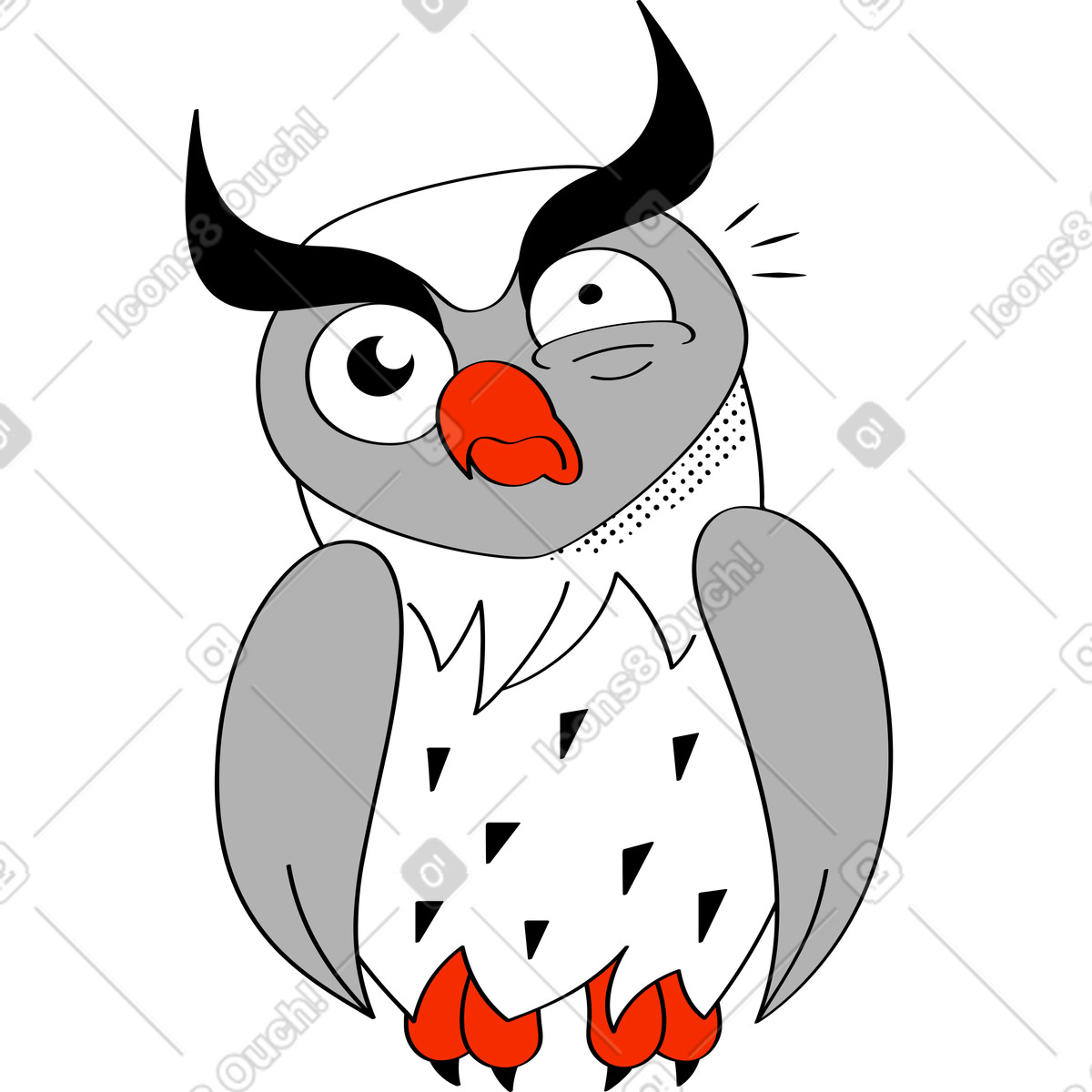 Ilustração de Coruja em no estilo Looney para baixar em PNG, SVG