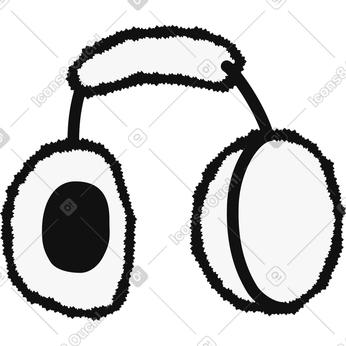 下载 Bold People 风格的 Headphones fuzzy ear cushions and padded headband simple black outline 插画，支持 PNG、SVG 格式