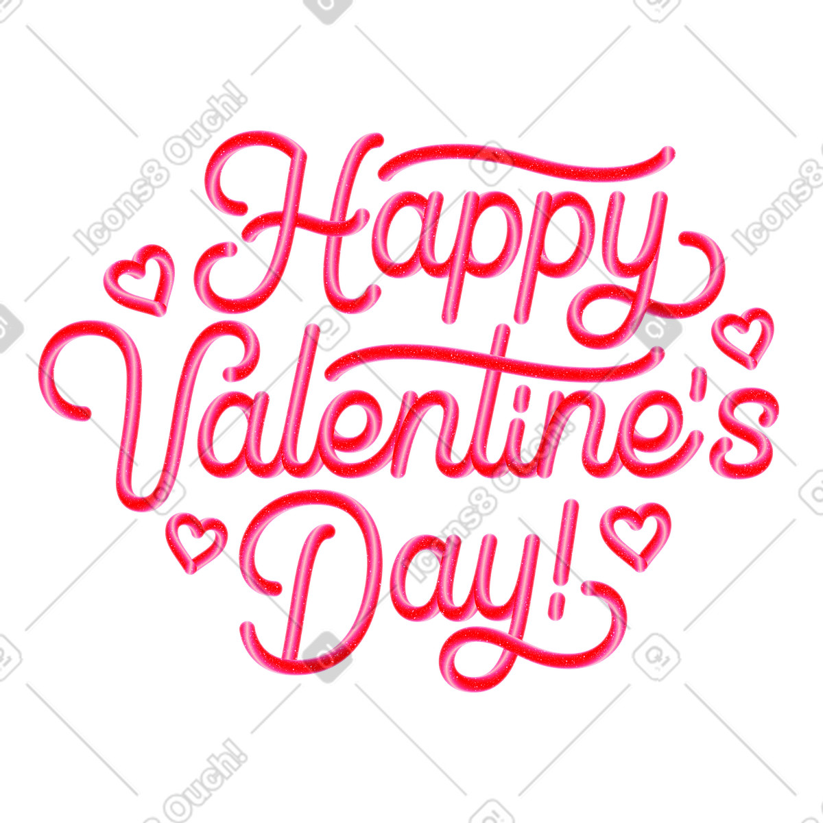 Schriftzug „happy valentinstag“! mit 3d-effekttext farbverlauf-Illustration im Lettering-Stil als Download in PNG, SVG