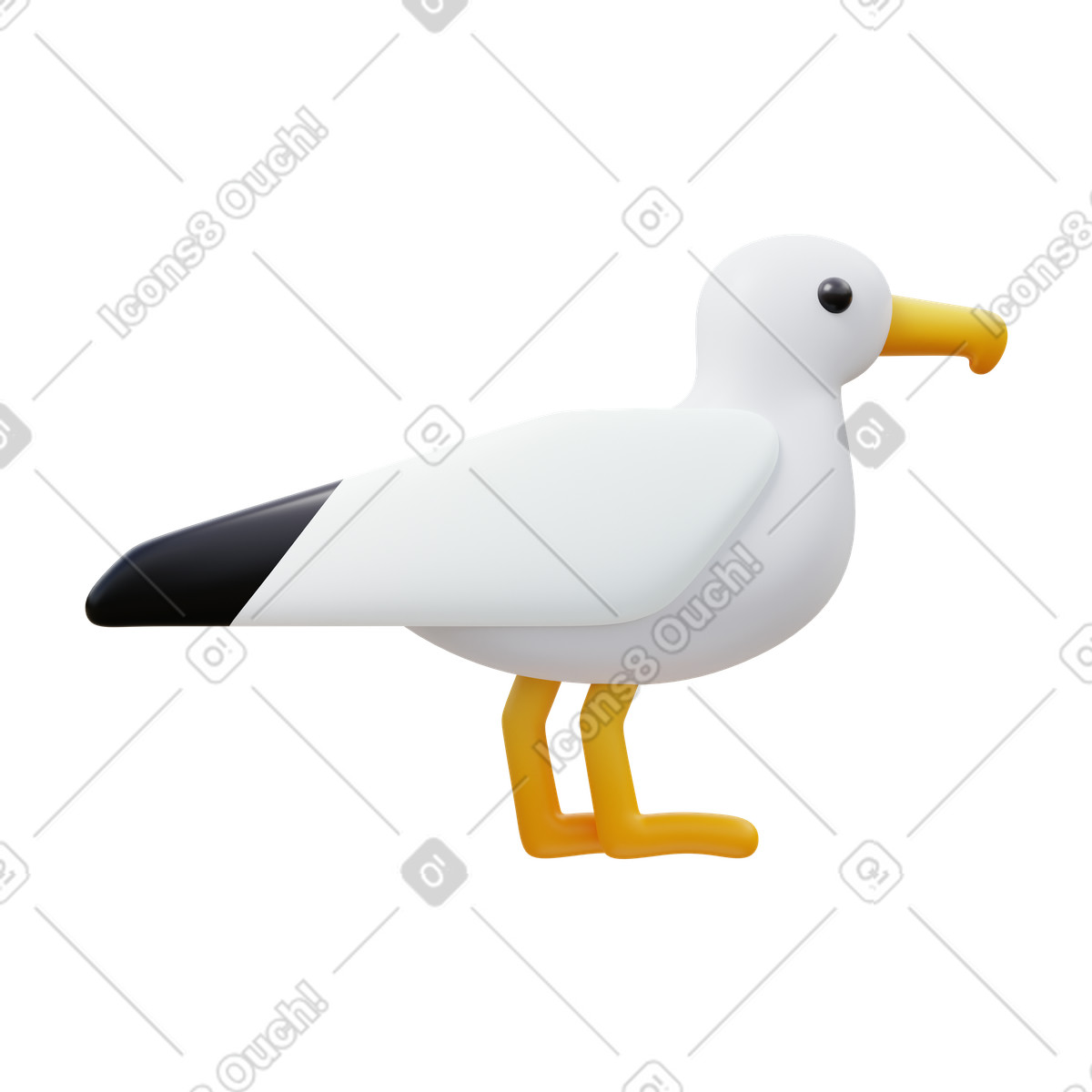 Illustration Mouette dans le style 3D Fluency à télécharger aux formats PNG, SVG