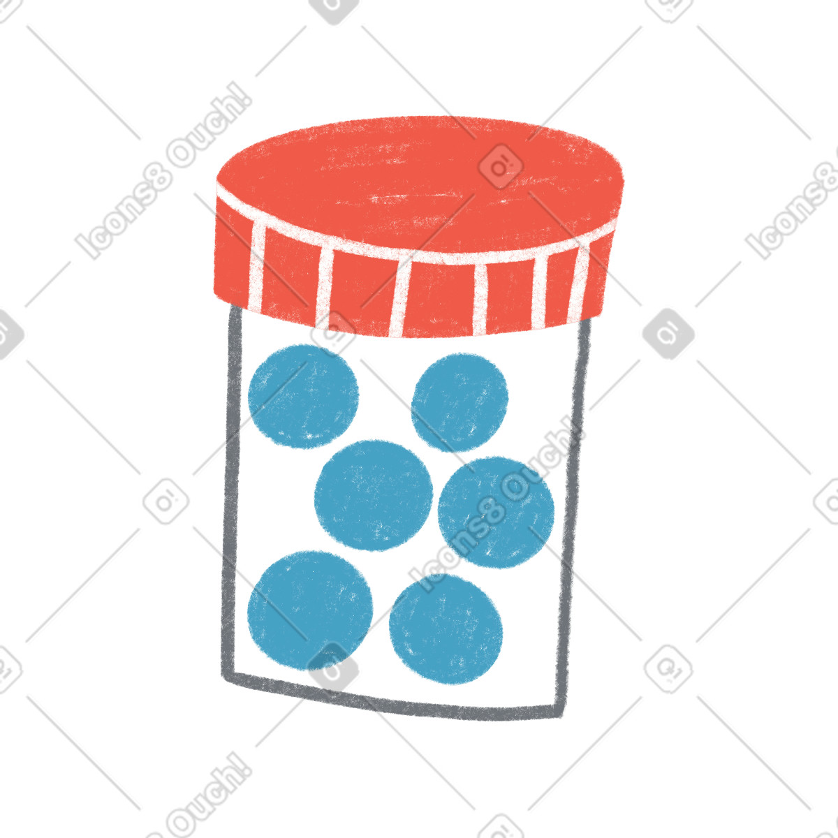 Illustration Jar of blue pills dans le style Tutti à télécharger aux formats PNG, SVG