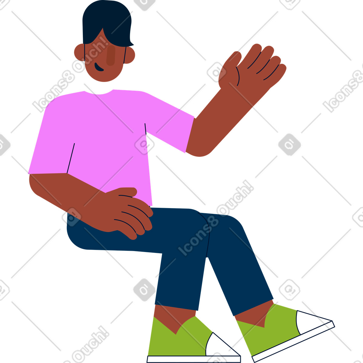 Young man is sitting and talking illustration in Cubes style download in PNG, SVG