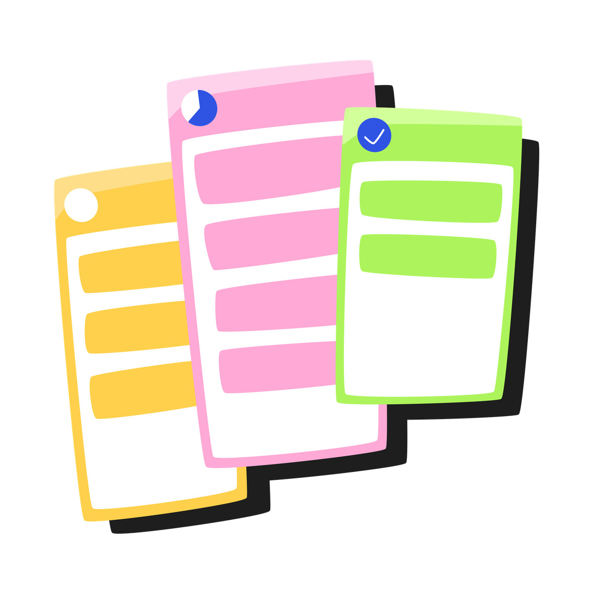 To do, In progress, and Done columns of the kanban board animated illustration Bouncy style download GIF, Lottie (JSON), AE