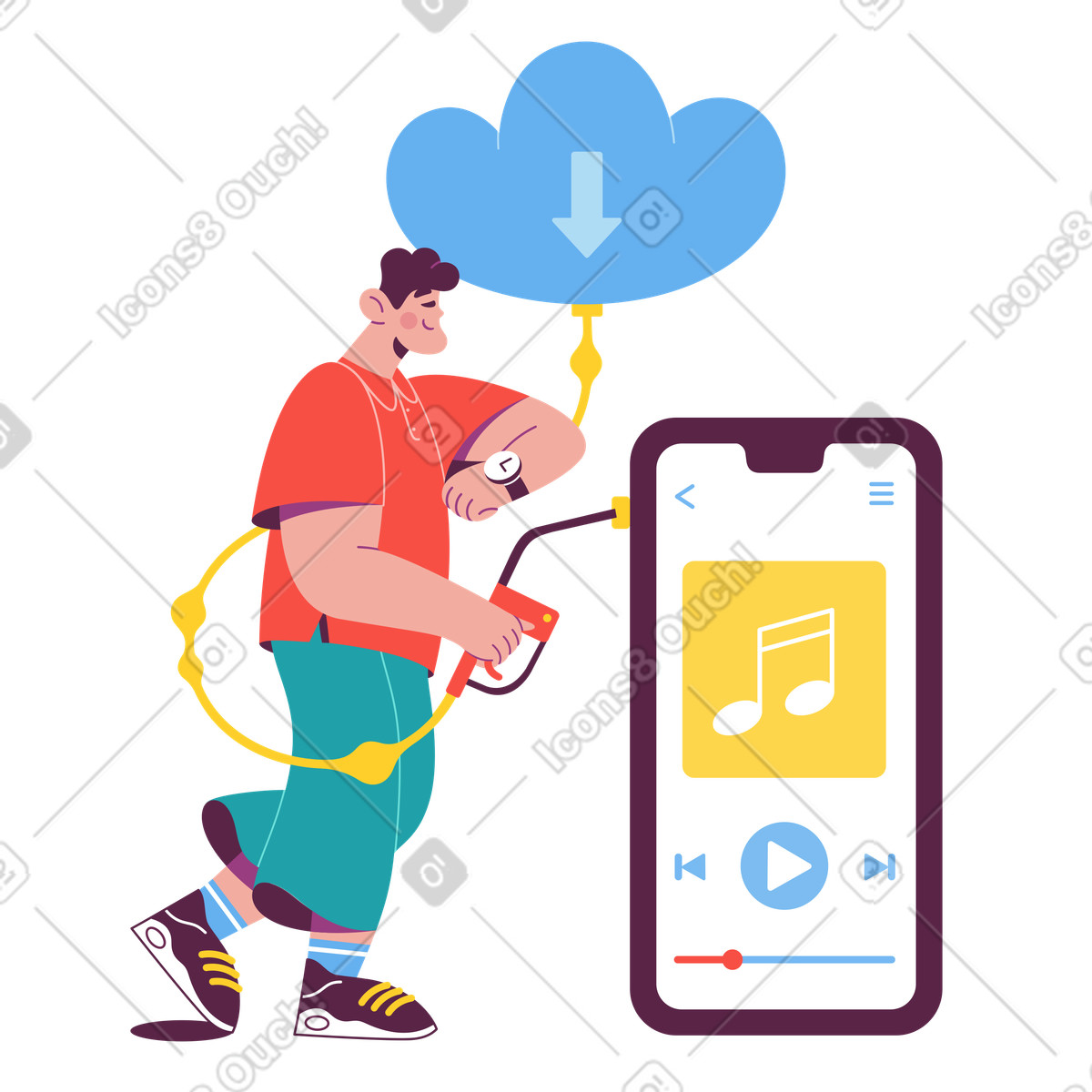 Illustration Télécharger de la musique dans le style Sammy à aux formats PNG, SVG