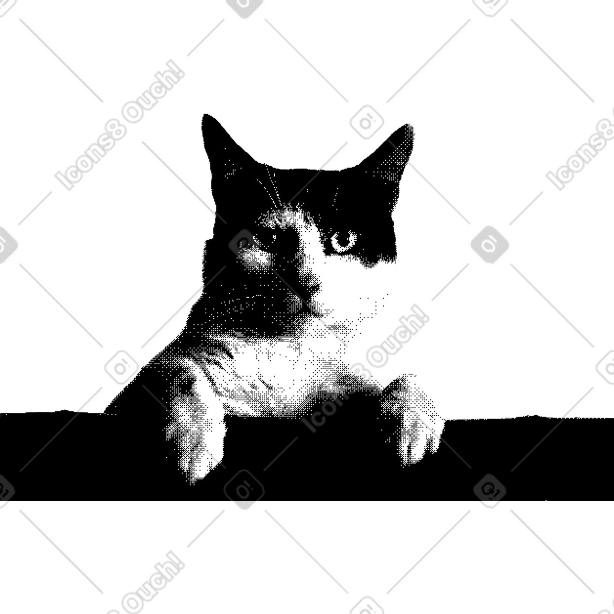 Bitmap スタイルの Cat のイラストをPNG、SVG形式でダウンロード