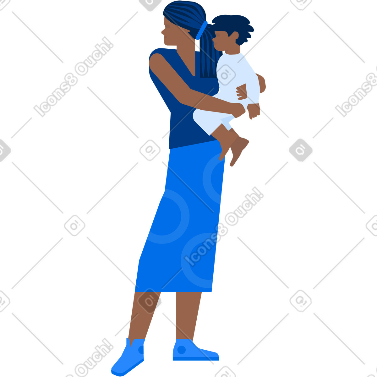 Illustration Maman africaine avec bébé dans le style Urban à télécharger aux formats PNG, SVG