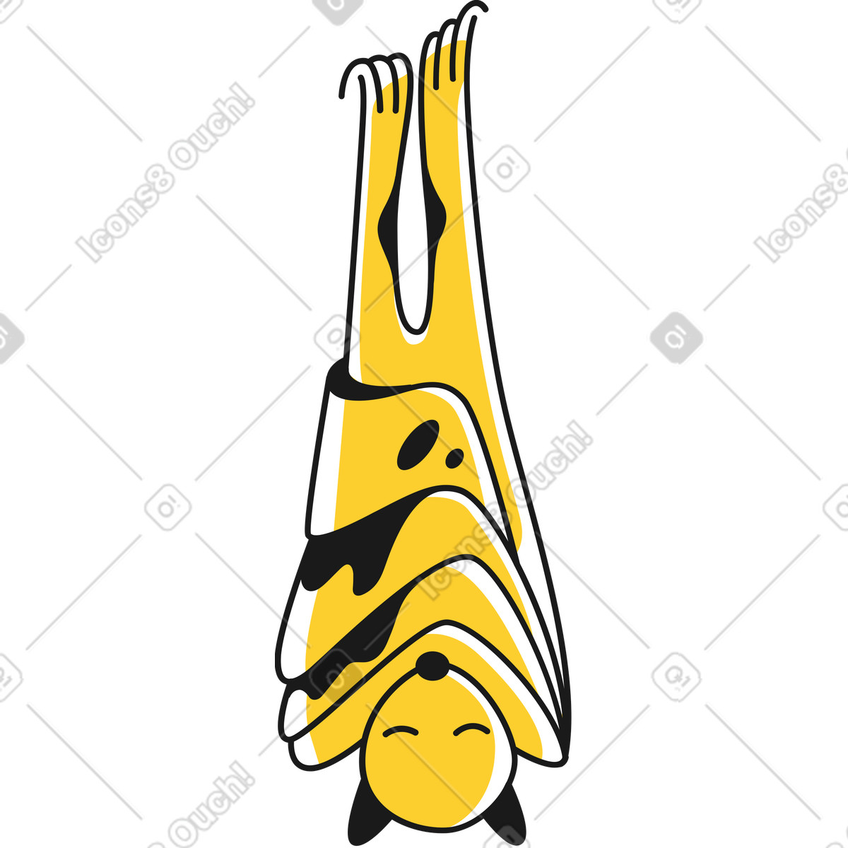Sleeping bat one leg higher illustration in Taxi style download in PNG, SVG