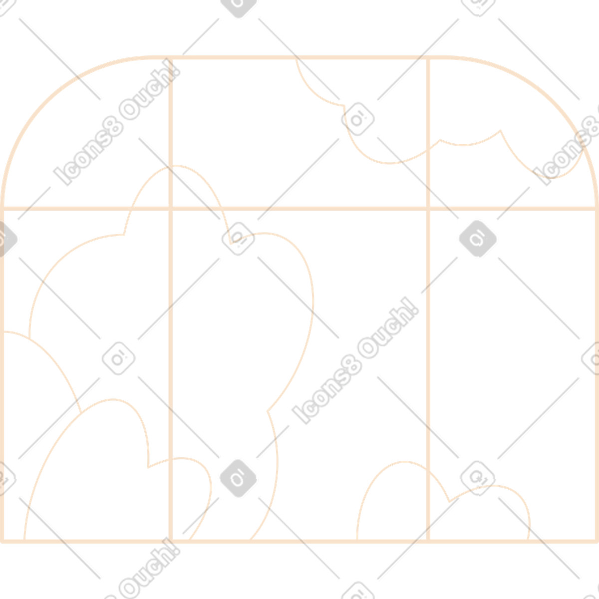 Fensterrahmen mit büschen-Illustration im Folks-Stil als Download in PNG, SVG