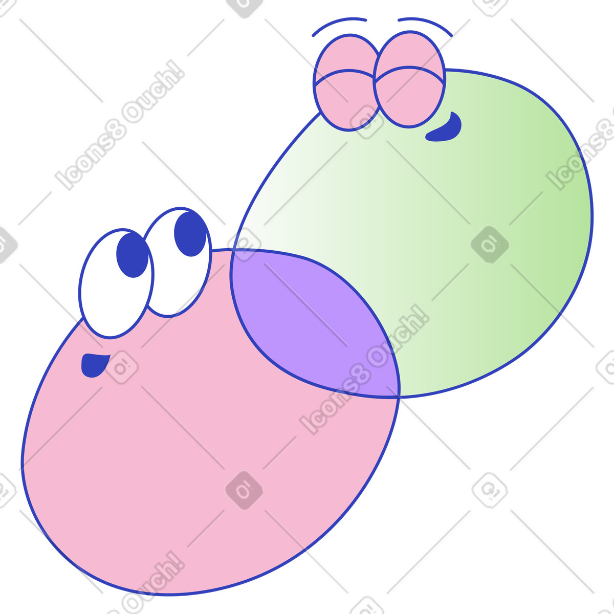 Market segmentation model, Team collaboration workflow, Visual venn diagram overlap illustration in Eyeful style download in PNG, SVG