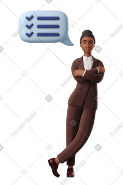 Businesswoman with all tasks done leaning on wall PNG, SVG
