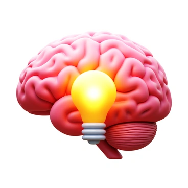 A brain with a bright lightbulb glowing at its center