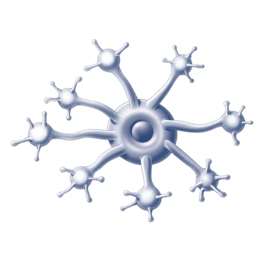 Astrocytes, star-shaped glial cells, are shown extending their numerous projections around small blood vessels in the brain. These projections form a supportive and protective network, enveloping the vessels closely. The intricate structure of the blood-brain barrier is emphasized, with the astrocyte end-feet clearly visible as they connect to the endothelial cells of the blood vessels. The scene captures the complexity and organization of these cells working together to maintain brain homeostasis and regulate the exchange of substances between the blood and the brain.