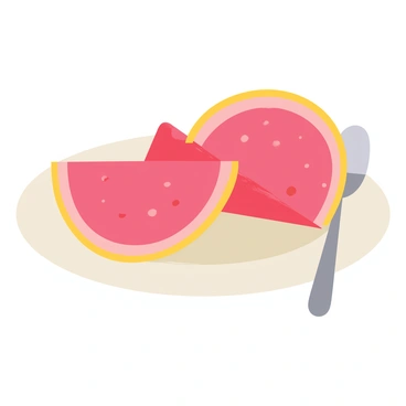 A vector illustration of halved grapefruits with a spoon ready to eat, highlighting their juicy texture.