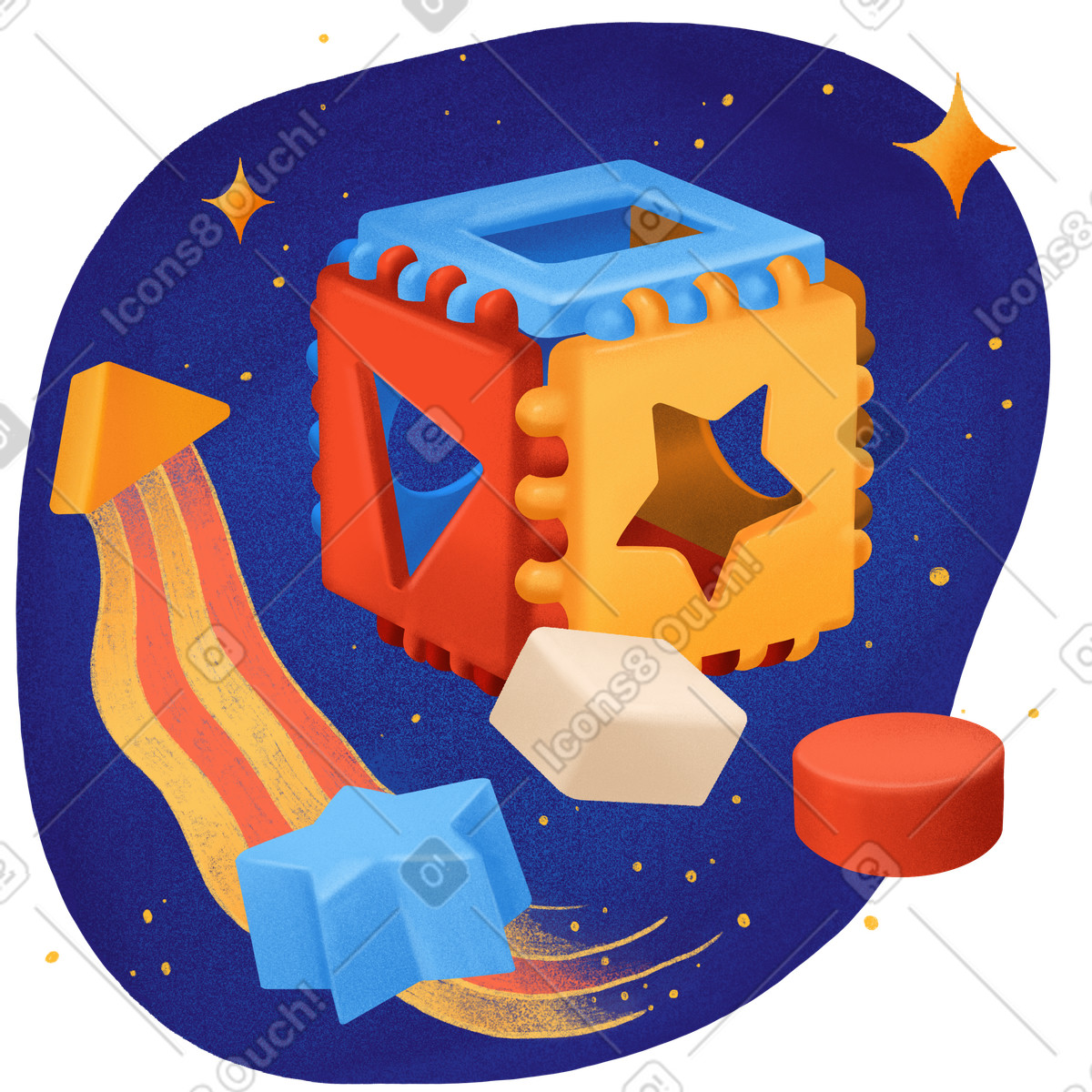 Colorful shape sorter, Early childhood development and learning illustration in Gleam style download in PNG, SVG
