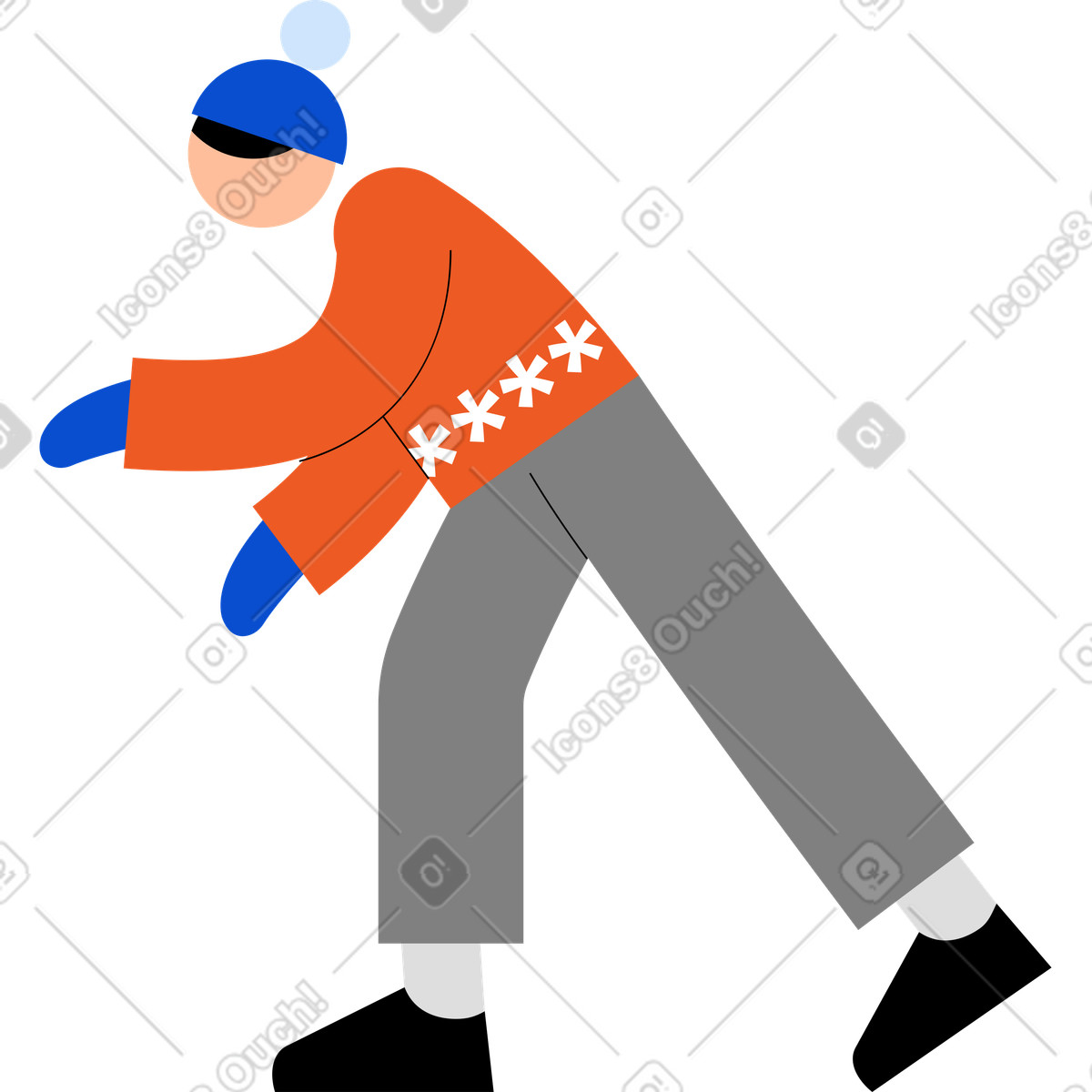 Illustration Jeune homme dans un pull et chapeau le style Tiny à télécharger aux formats PNG, SVG