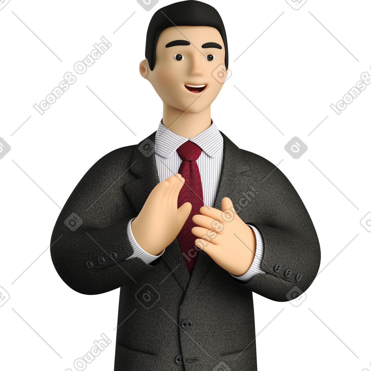 3D Business スタイルの Businessman in black suit applauding のイラストをPNG、SVG形式でダウンロード