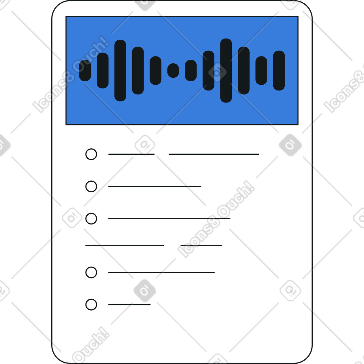 Illustration Cadre avec enregistrement vocal et texte dans le style Midnight à télécharger aux formats PNG, SVG