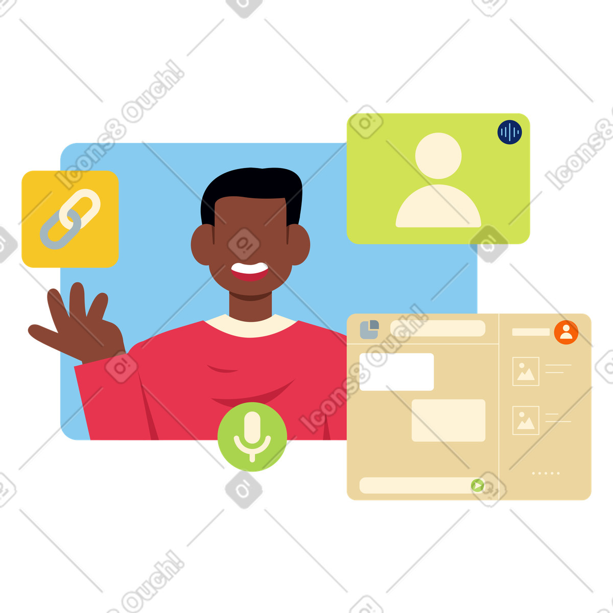 Virtueller arbeitsbereich für remote-teams-Illustration im Catchy-Stil als Download in PNG, SVG