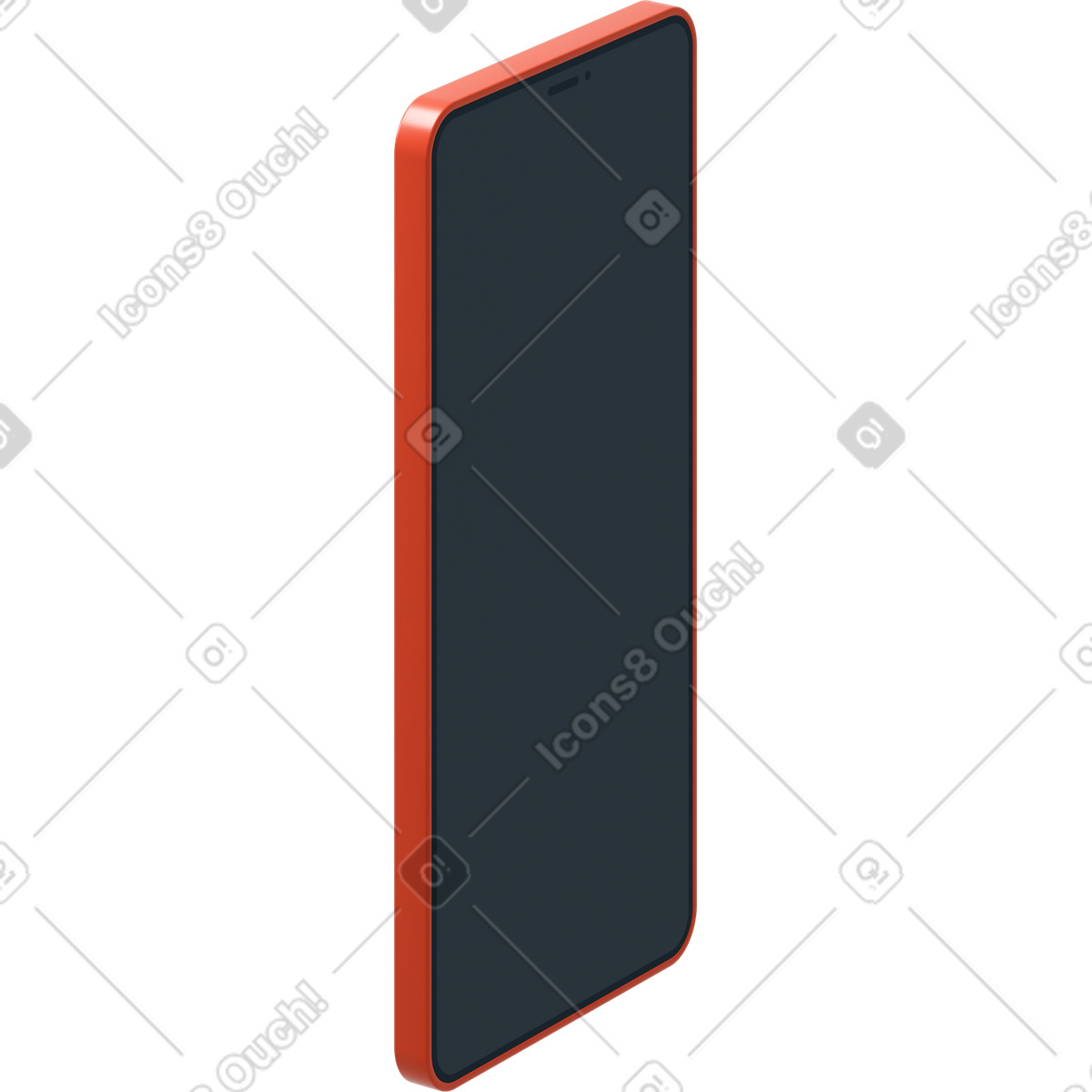 Telefono rosso con schermo nero vuoto illustrazione in stile 3D Flame scarica in PNG, SVG