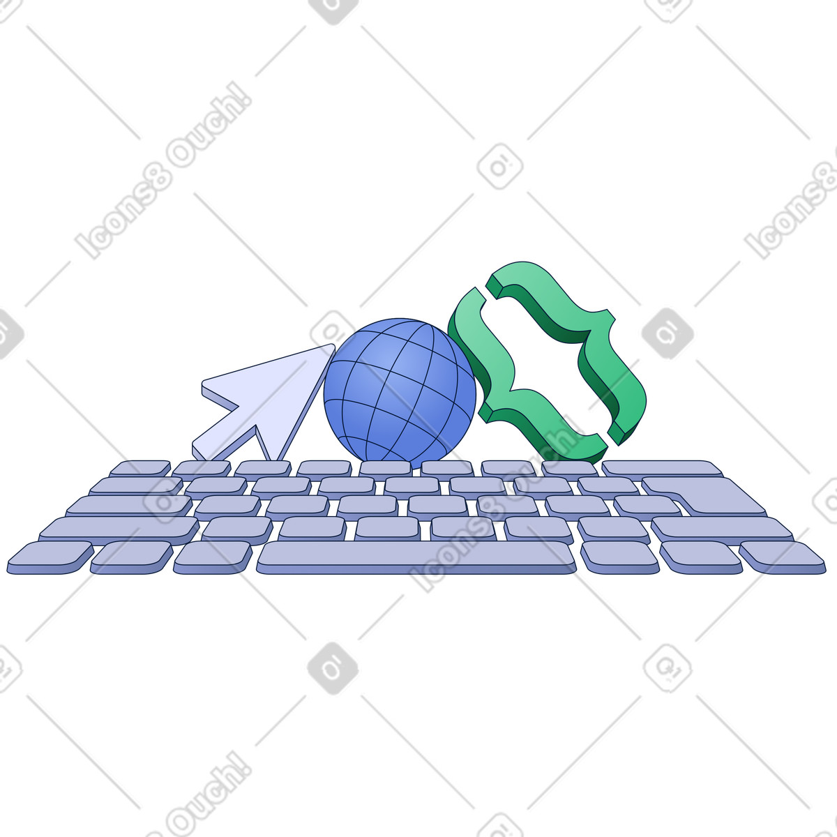 Keyboard and browser icons illustration in Neat style download in PNG, SVG