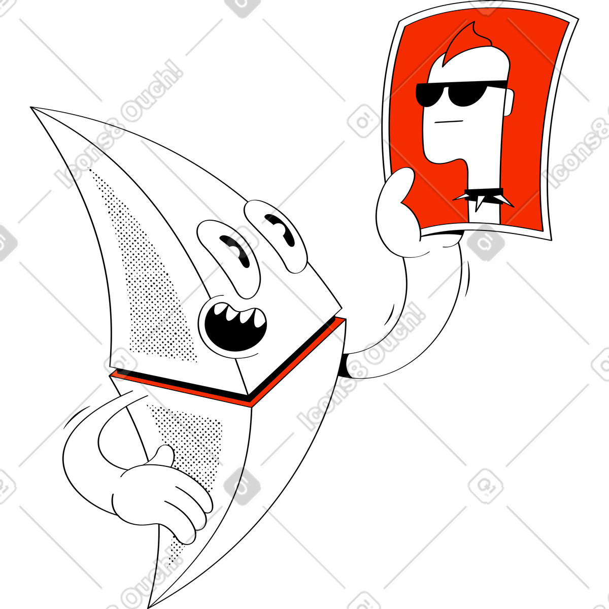 Kryptowährungsschild mit porträt in händen-Illustration im Looney-Stil als Download PNG, SVG