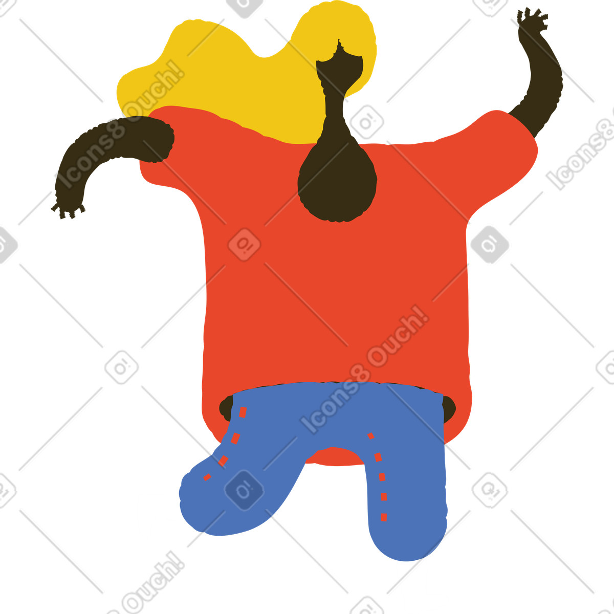 Running woman illustration in Bermuda style download in PNG, SVG