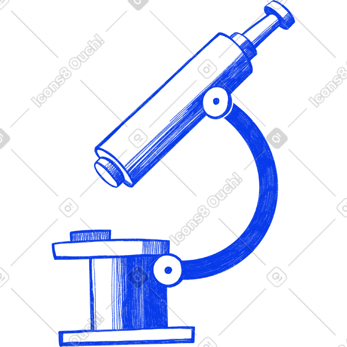 Ilustración Blue microscope en estilo Biro a descargar en PNG y SVG