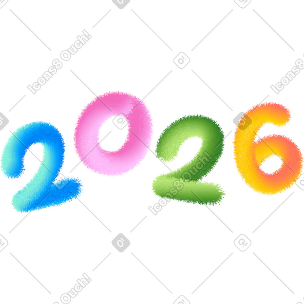 Numero 2026 in stile multicolore illustrazione Puffy scarica PNG, SVG