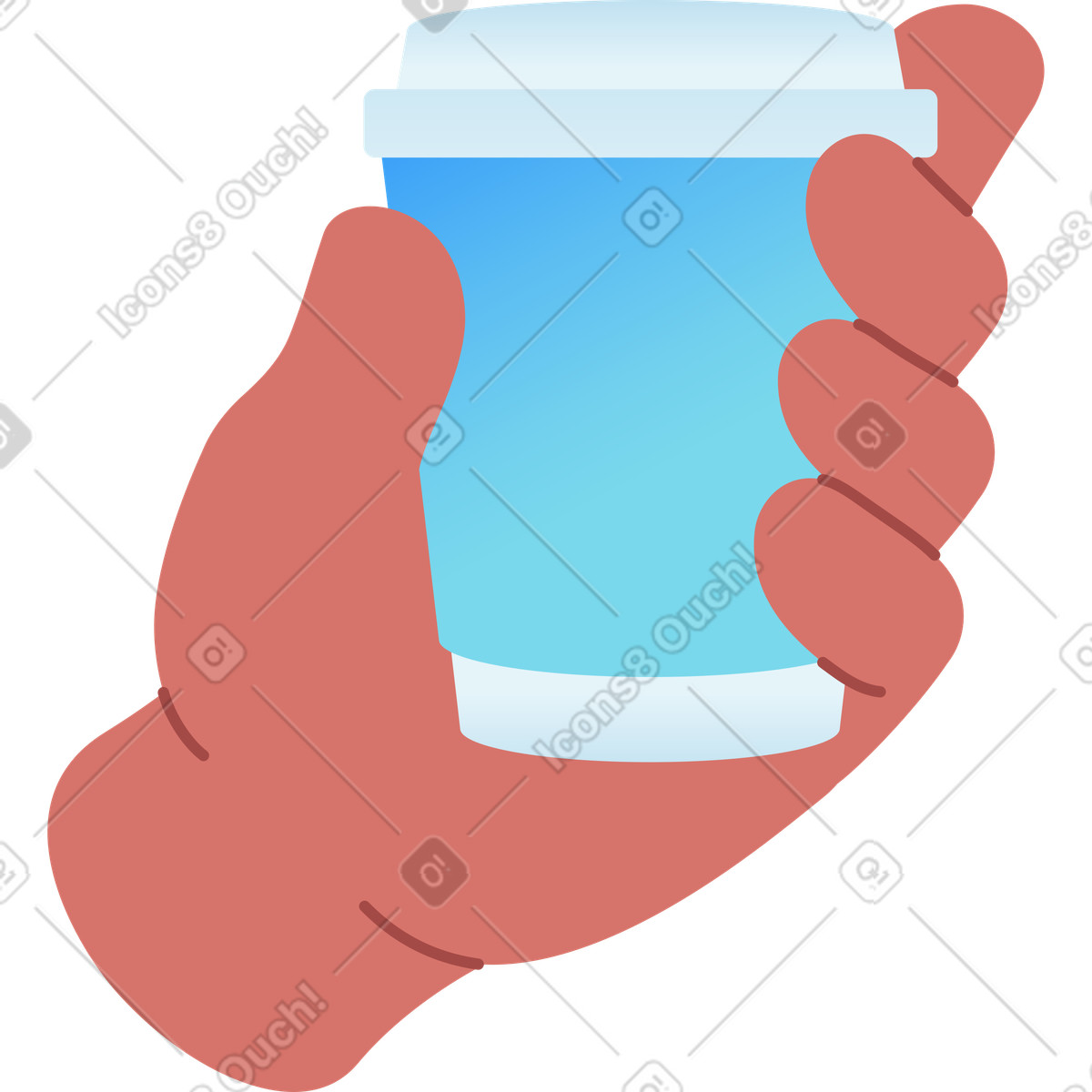 Illustration Main tenant une tasse de café dans le style Airy à télécharger aux formats PNG, SVG